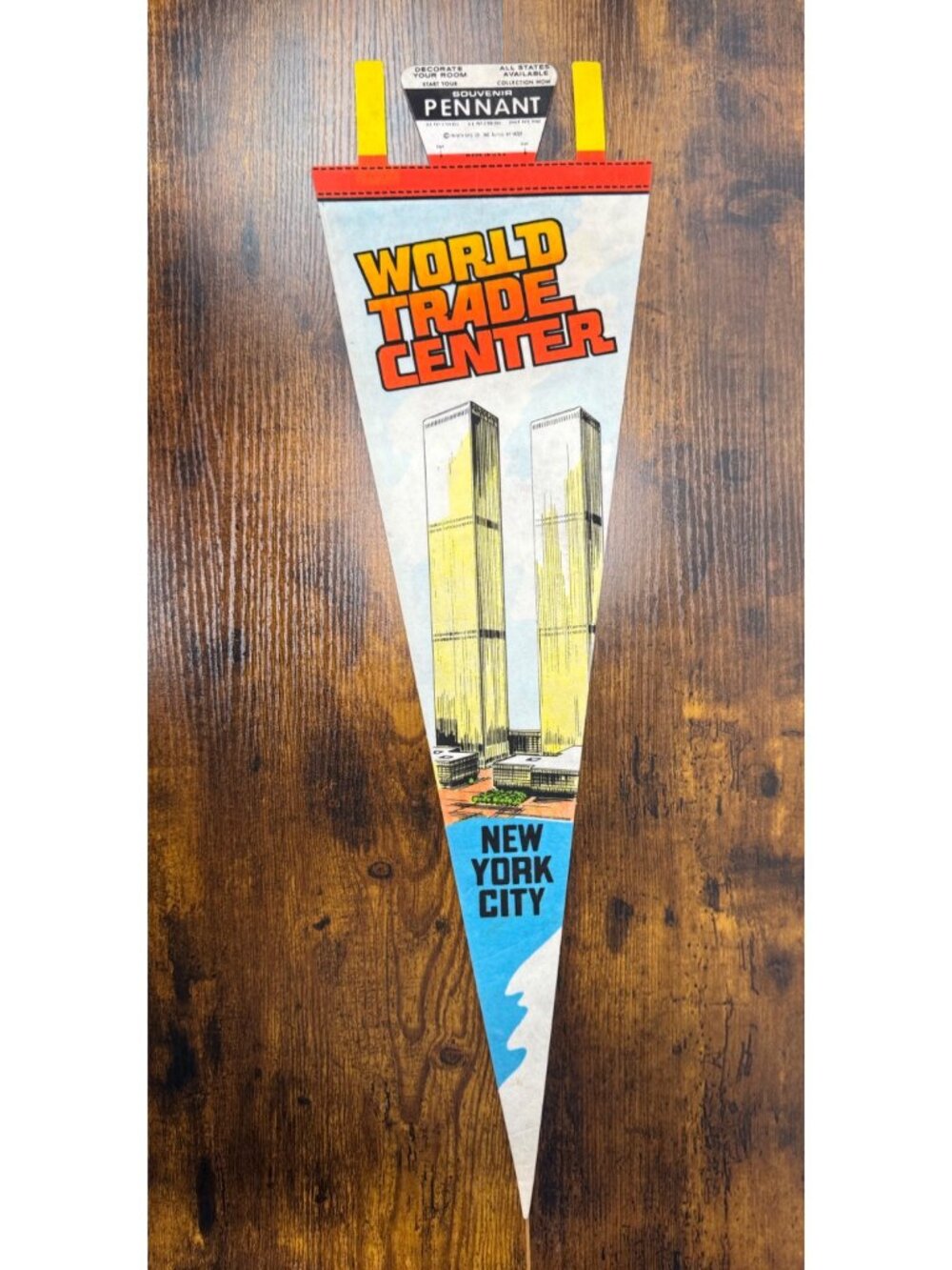 Vintage World Trade Center New York City Souvenir Felt Pennant With Twin Towers